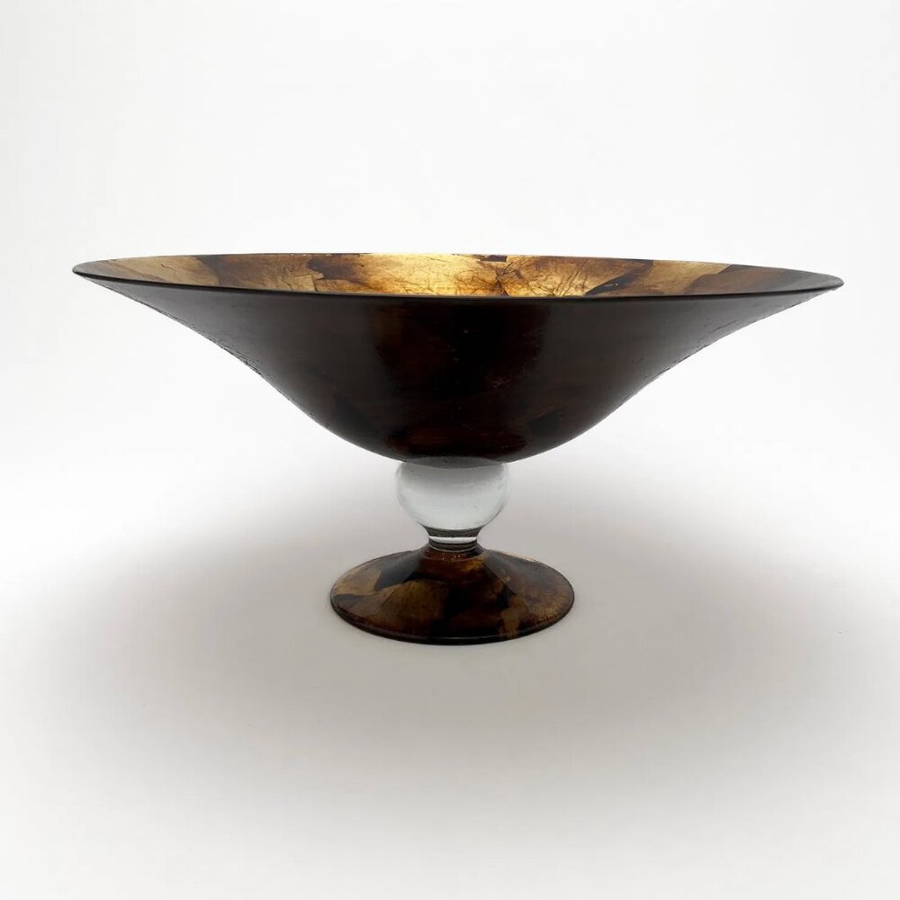 Lavorazione Arte Murano Avventurina Large Footed Centerpiece